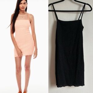 Aritzia Wilfred Sz S Jazz Black Smocked Casual Body con Mini Dress